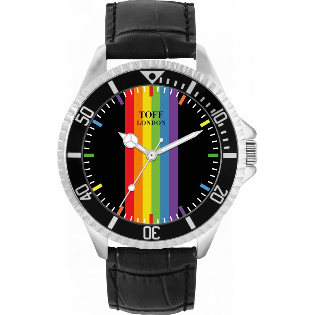 Мужские часы Toff London Pride Linear Rainbow Batons 42 мм корпус кастомный дизайн, фото №1