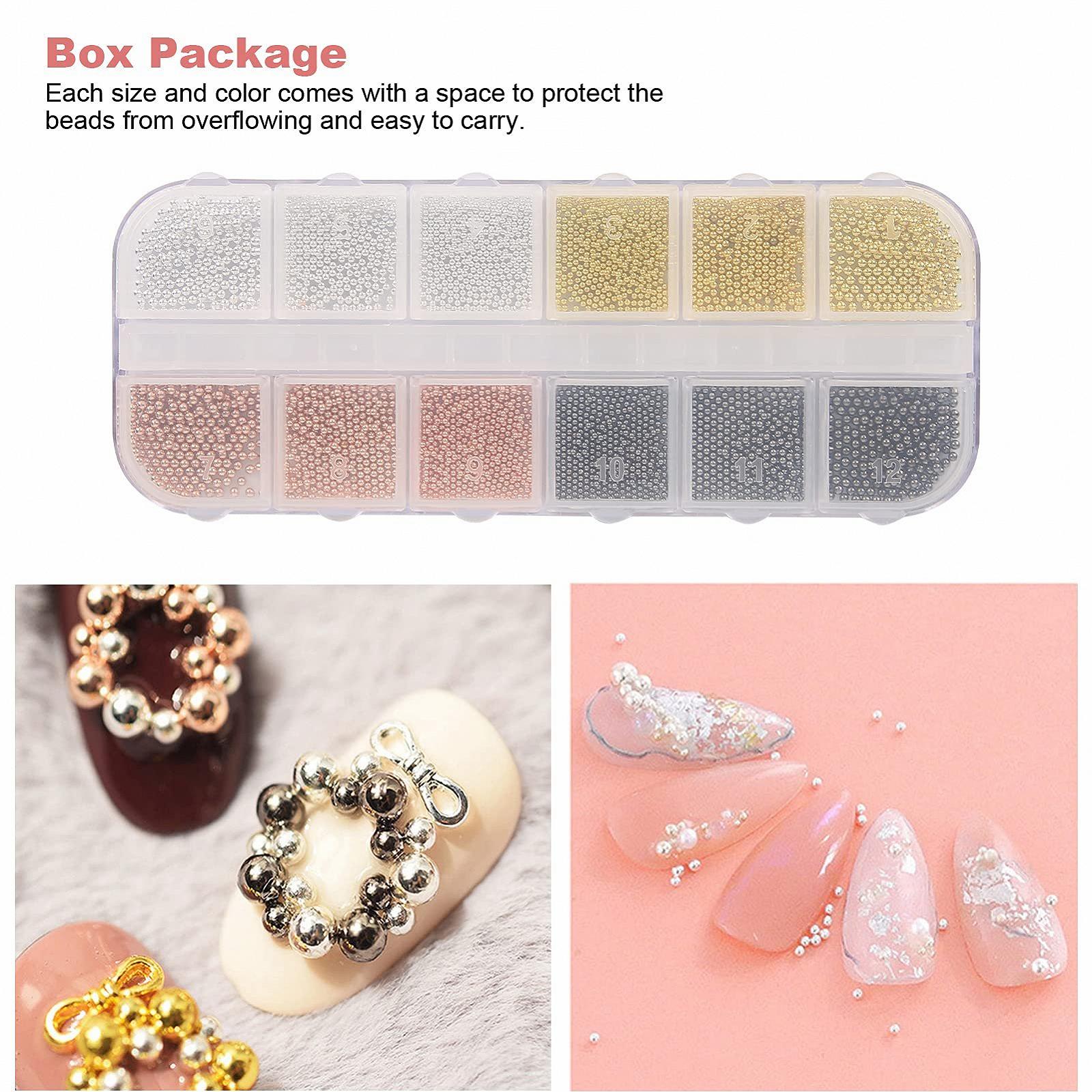 Украшения для ногтей шарики Мини металлические шарики 3D стальные бусины для ногтей стальные шарики металлические бусины смешанного размера маникюрные декоративные бусины для ногтей для домашнего салона (07), фото №2