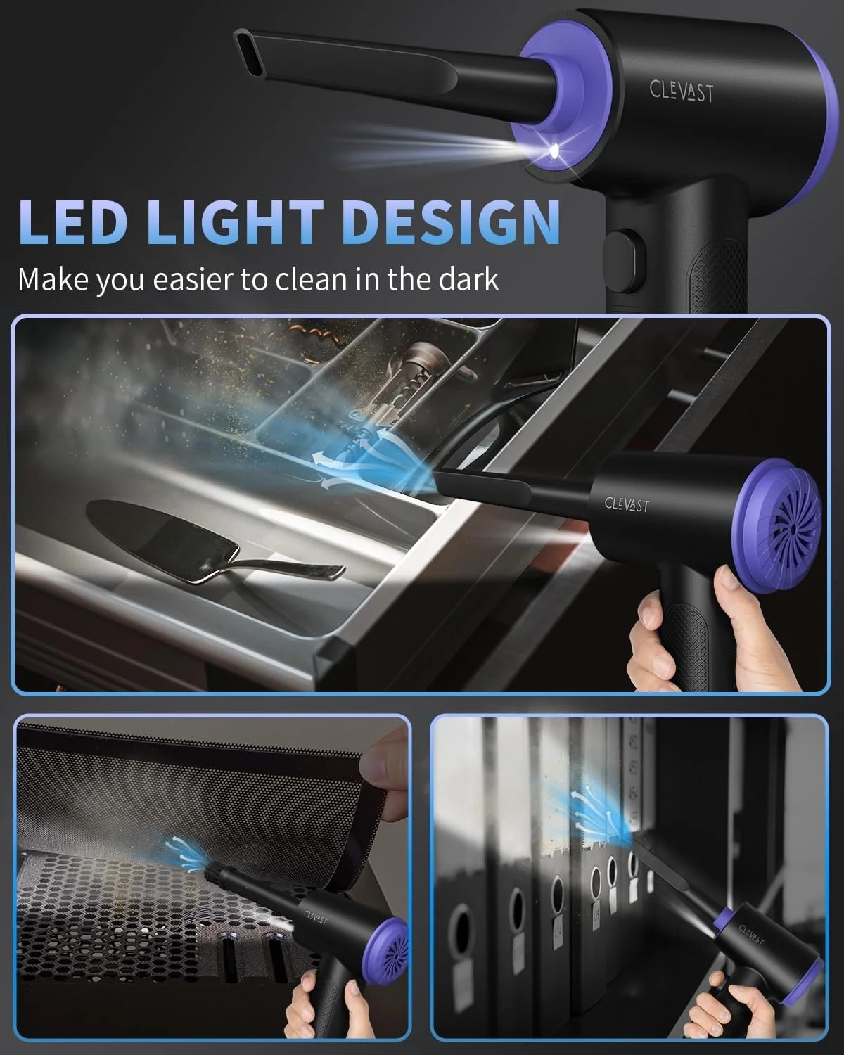 Электрический очиститель воздухом CLEVAST 3-скоростной 110000 rpm 7800 мАч, фото №5 Электрический очиститель воздухом CLEVAST 3-скоростной 110000 rpm 7800 мАч, фото №5