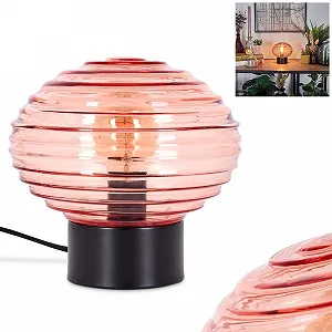 Настільна лампа Gualtar Metal / Glass Modern Vintage / Retro Ø 15.5 см E14 Black / Pink - Фото 1