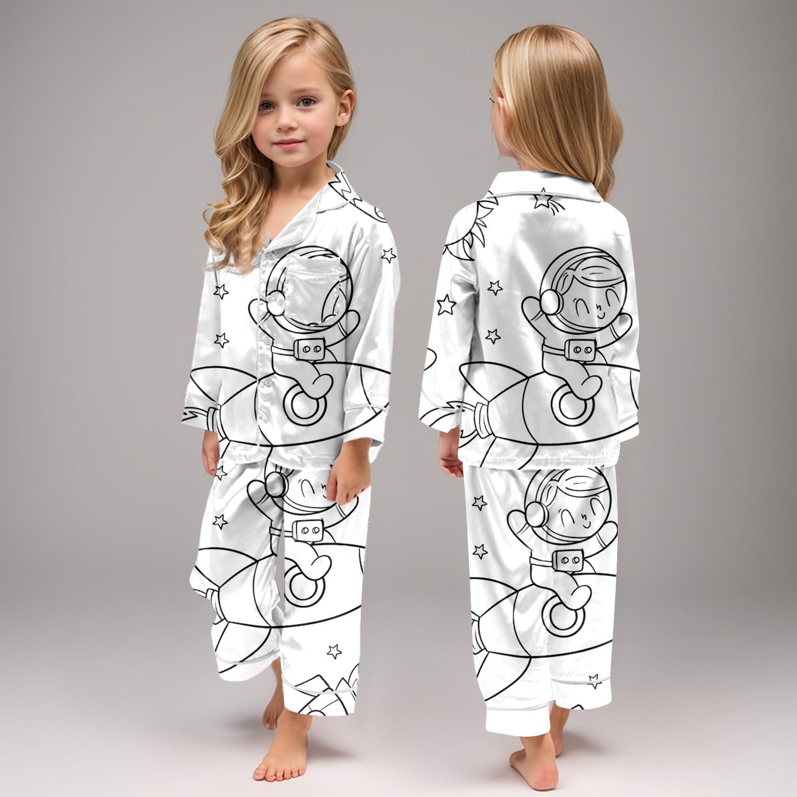 Дитяча піжама для розфарбовування Мультяшний принт Комплект Одяг для дому, фото №4