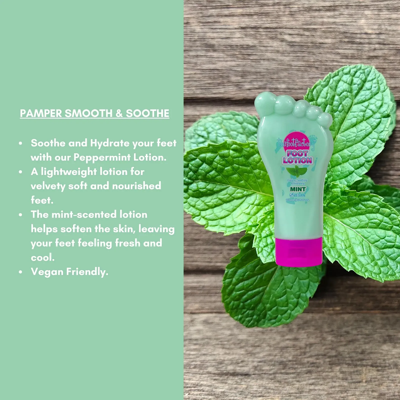 Лосьон для ног The Foot Factory Peppermint увлажняющий освежающий 180 мл, фото №3