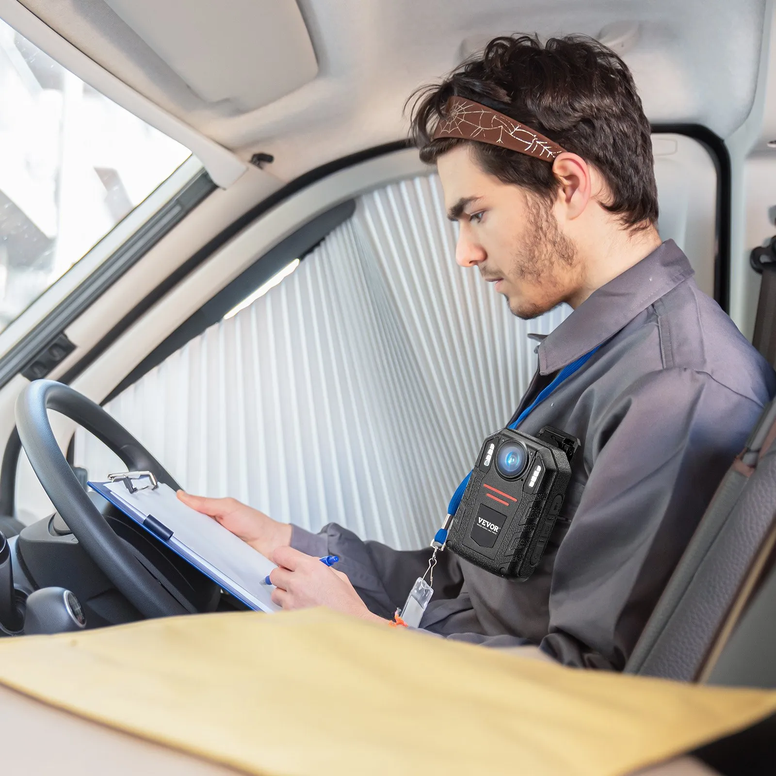 Нагрудный видеорегистратор Vevor T1 / 2К / 150° / 64ГБ встроенной памяти / Черный, фото №10