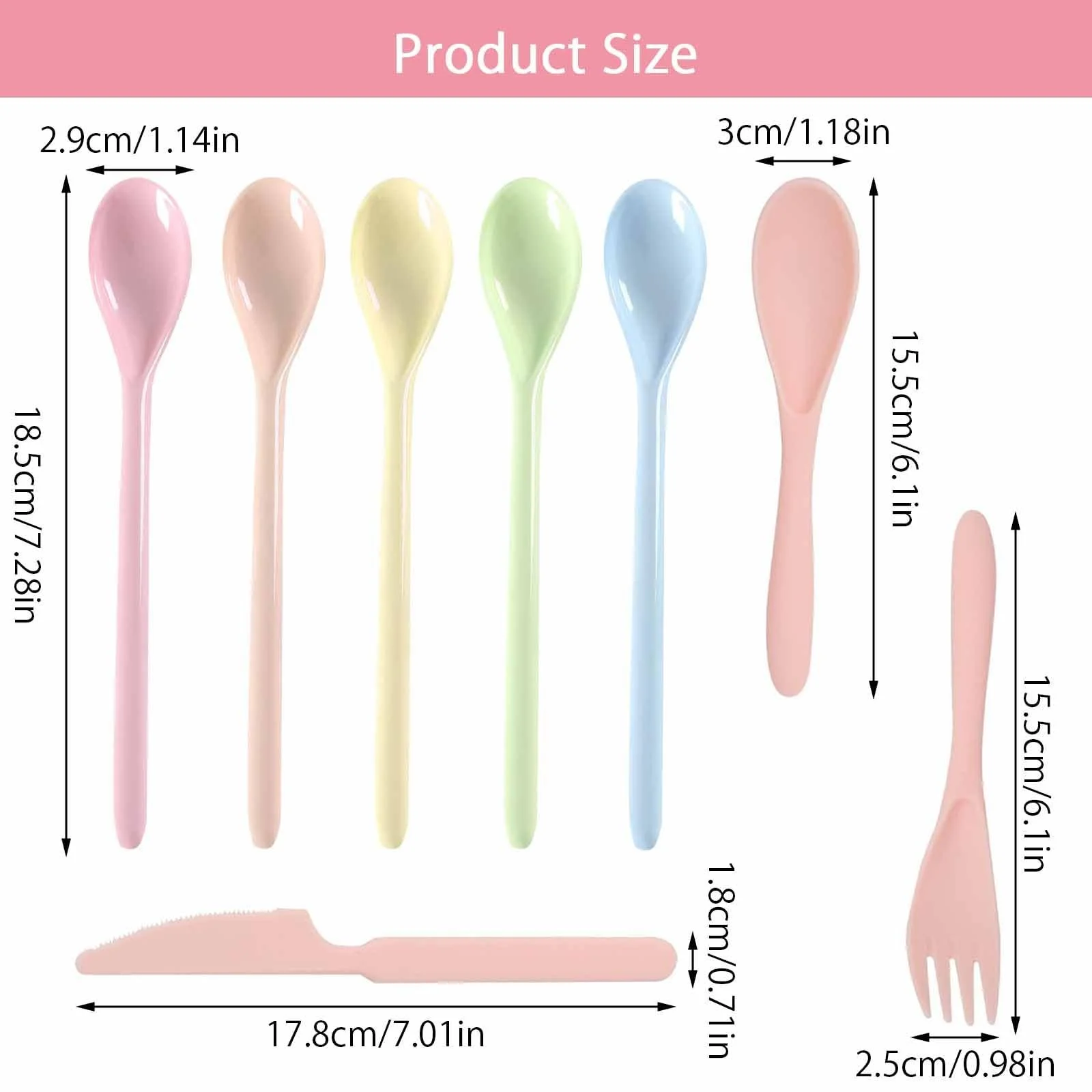 Набір ложок пластикових 5 шт. Різнокольорові, фото №2