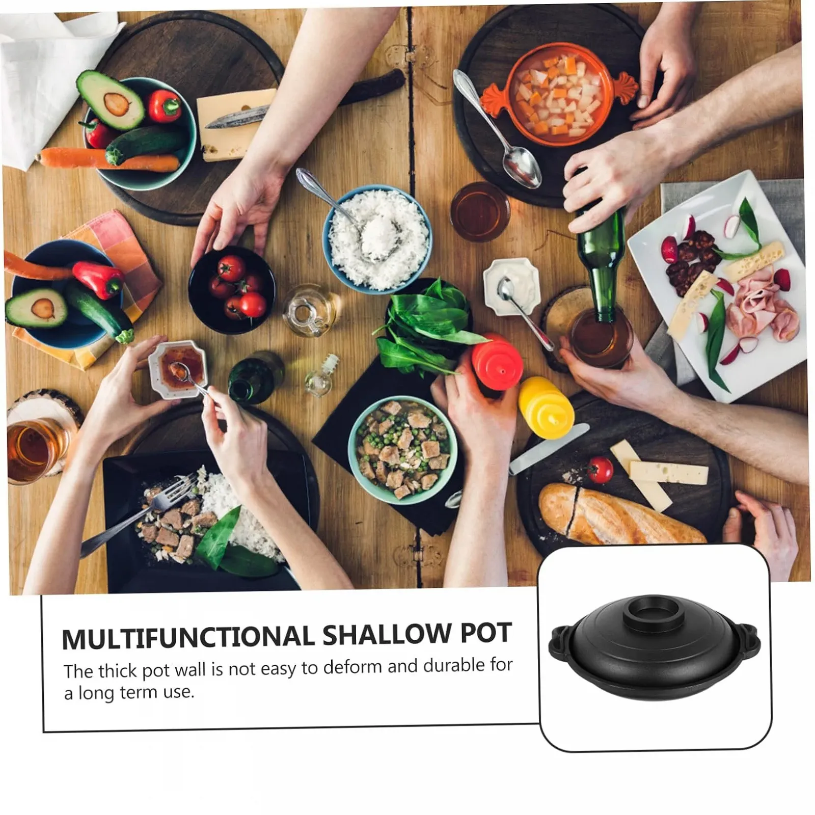 Кастрюля керамическая VALICLUD с антипригарным покрытием, индукционная, многофункциональная, фото №3