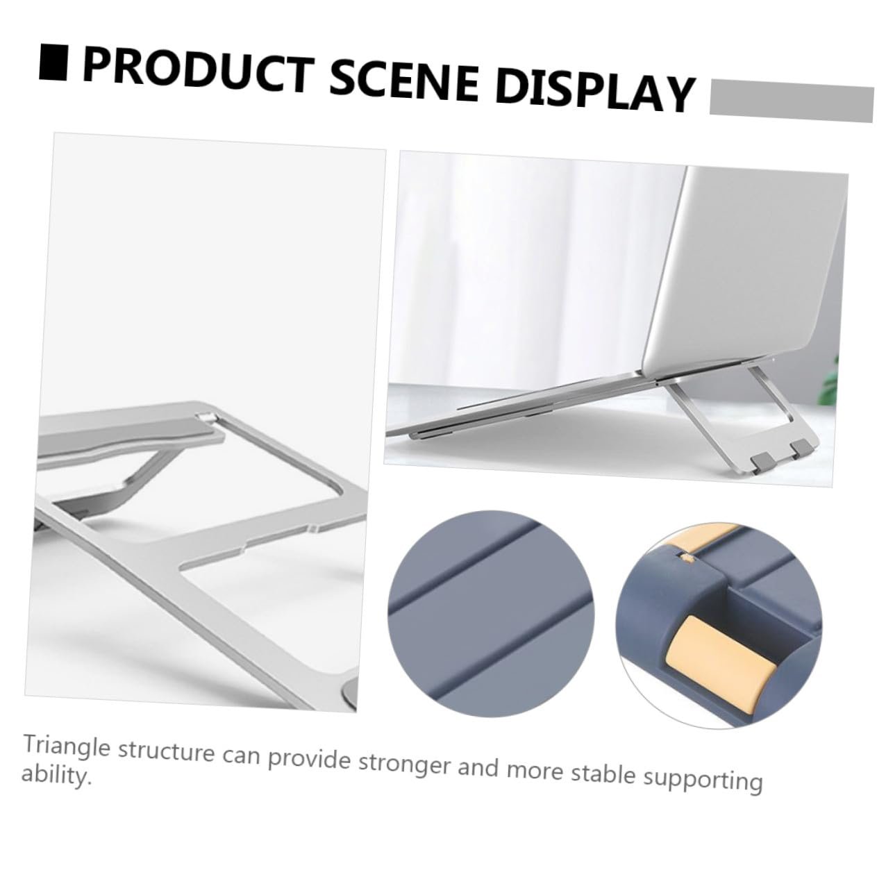 Підставка для ноутбука Алюмінієва складана ергономічна з нековзною силіконовою накладкою Компактна та легка, фото №7