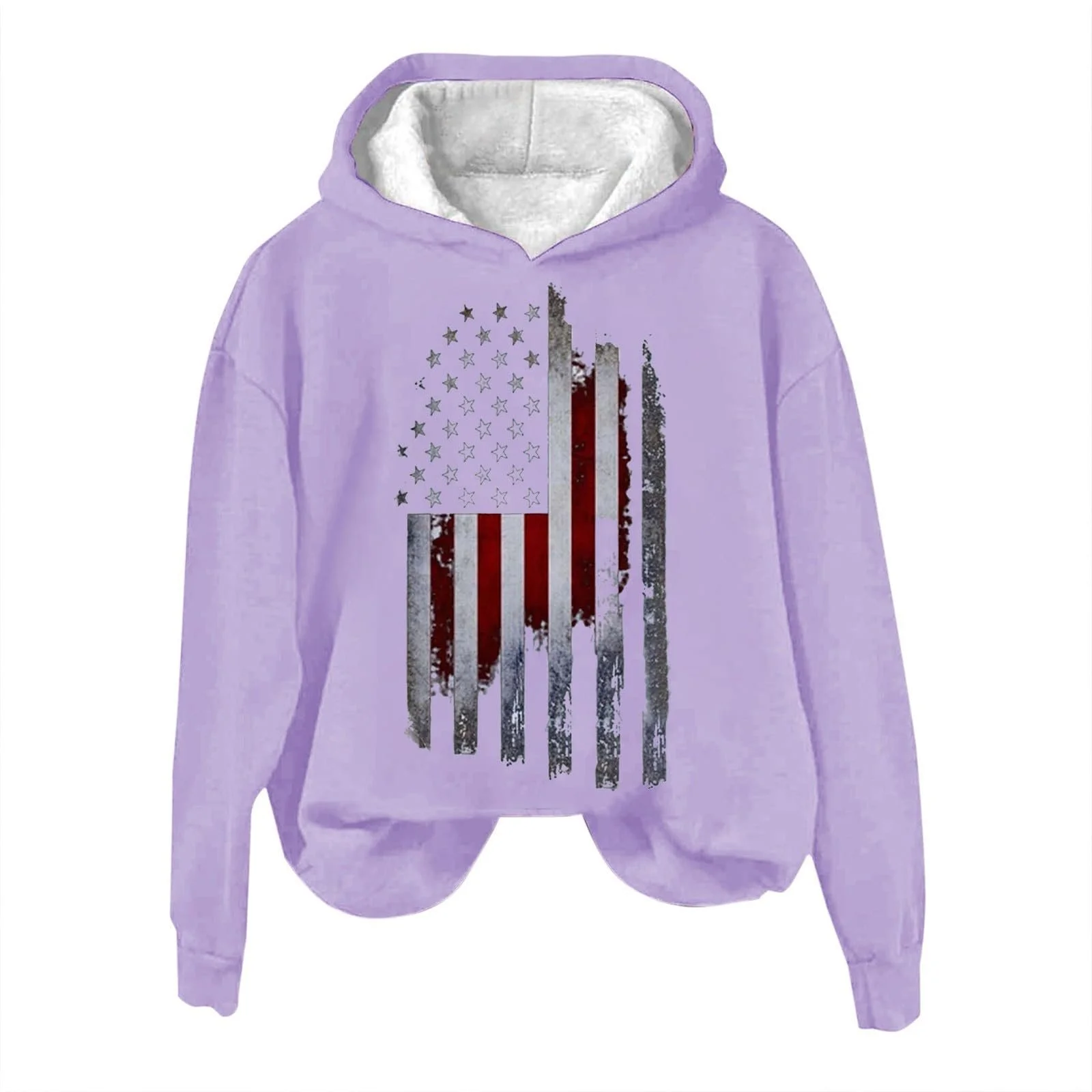 Куртка-толстовка розовая женская оверсайз джемпер женский свитшот для женщин с принтом американского флага, фото №1