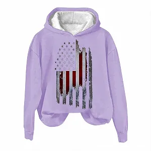 Куртка-толстовка розовая женская оверсайз джемпер женский свитшот для женщин с принтом американского флага - Фото 1