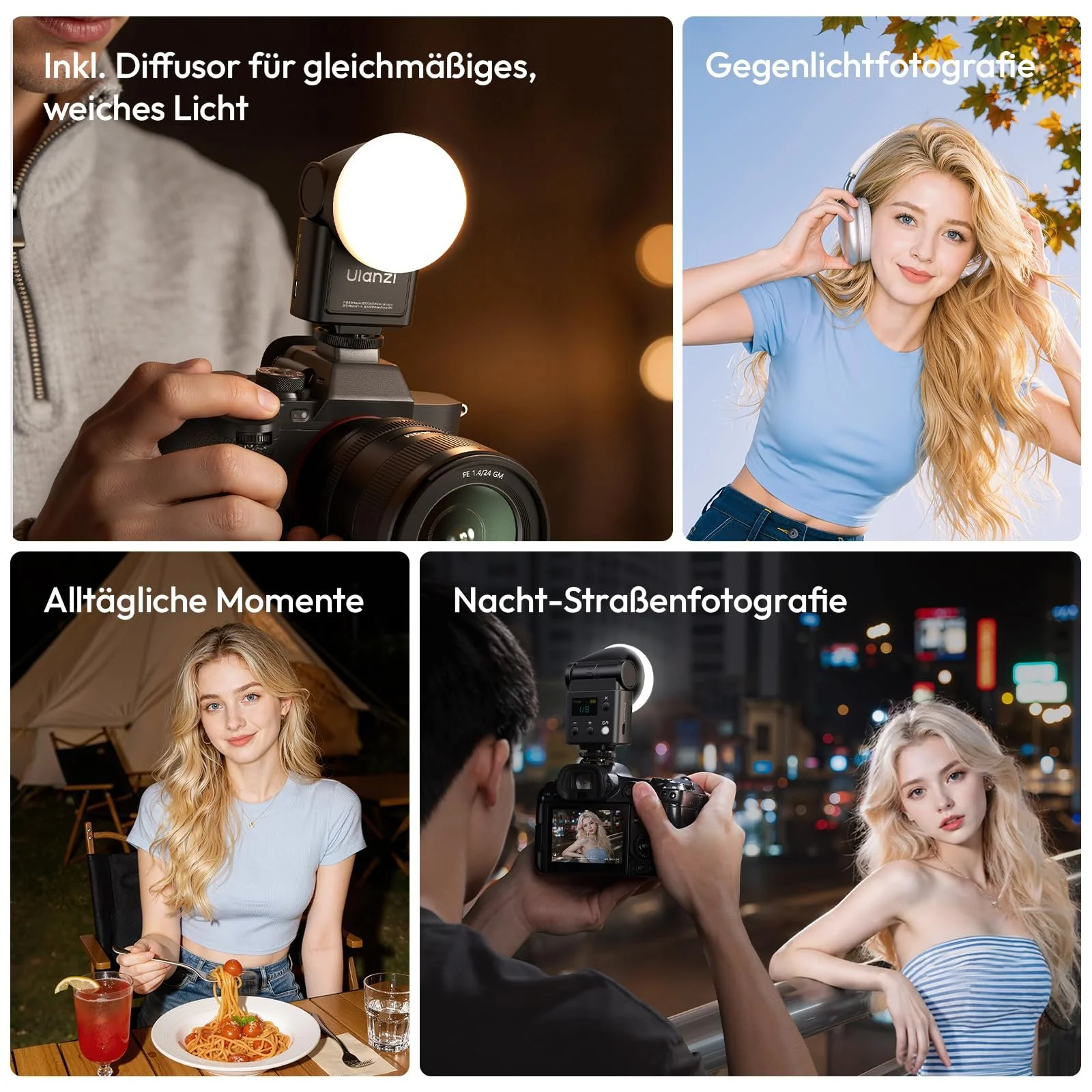 Спалах ULANZI F16R GN16 2-в-1 Speedlite з відеосвітлом 2500-6500K з дифузором для Sony Canon Nikon, фото №5