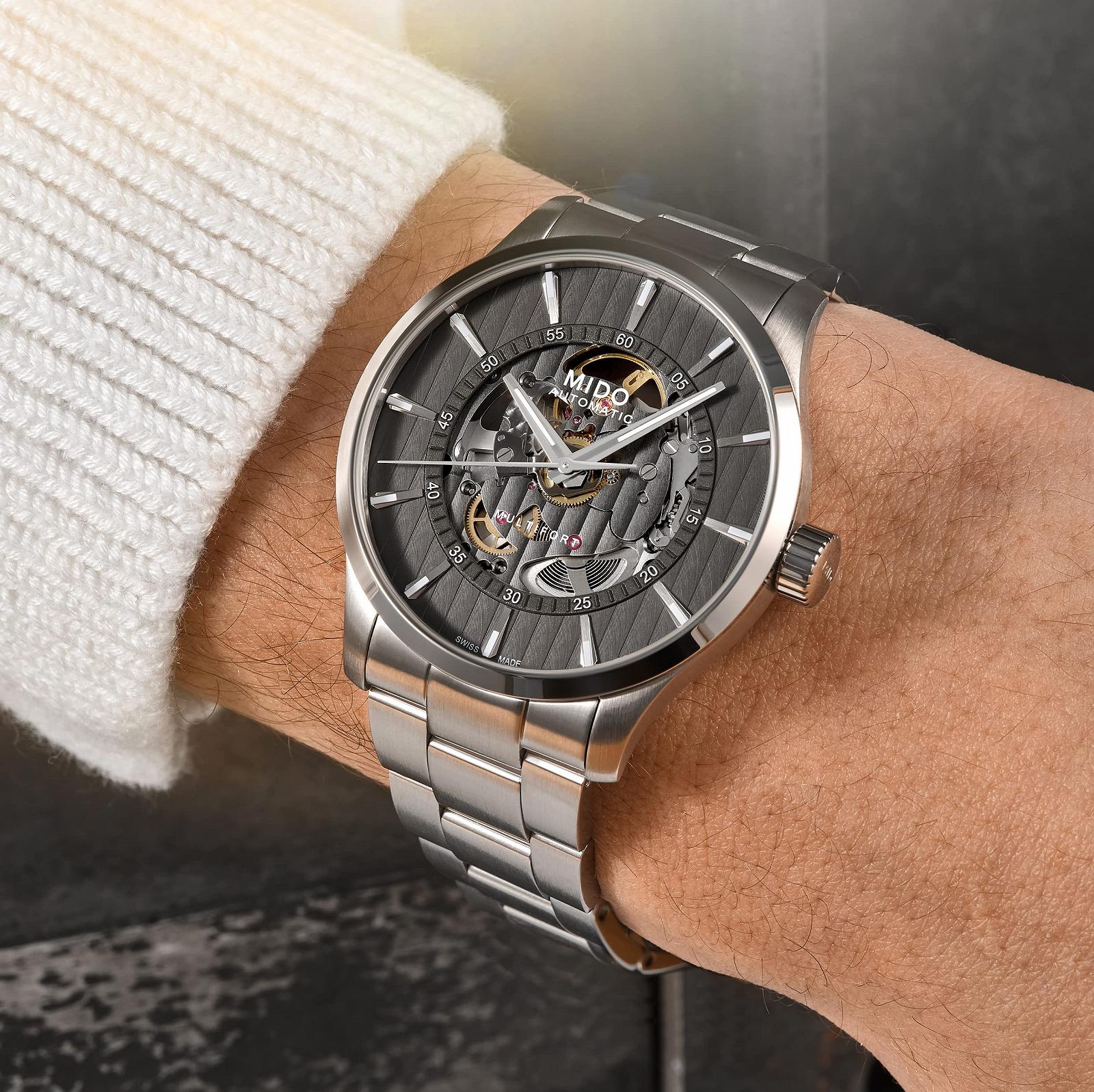 Годинник Mido Multifort Skeleton Vertigo M038.436.11.061.00 Чоловічий Автоматичний Сріблястий / чорний Браслет, фото №7