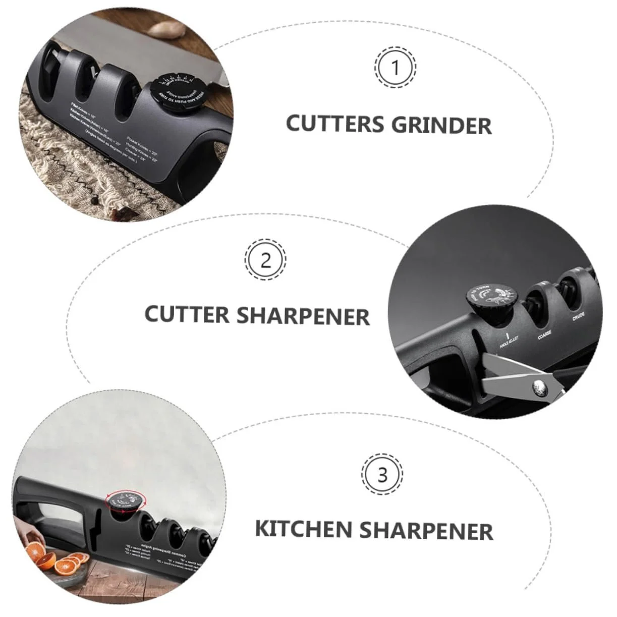 Ручне точило для ножів регульоване з нержавіючої сталі Чорний, фото №5