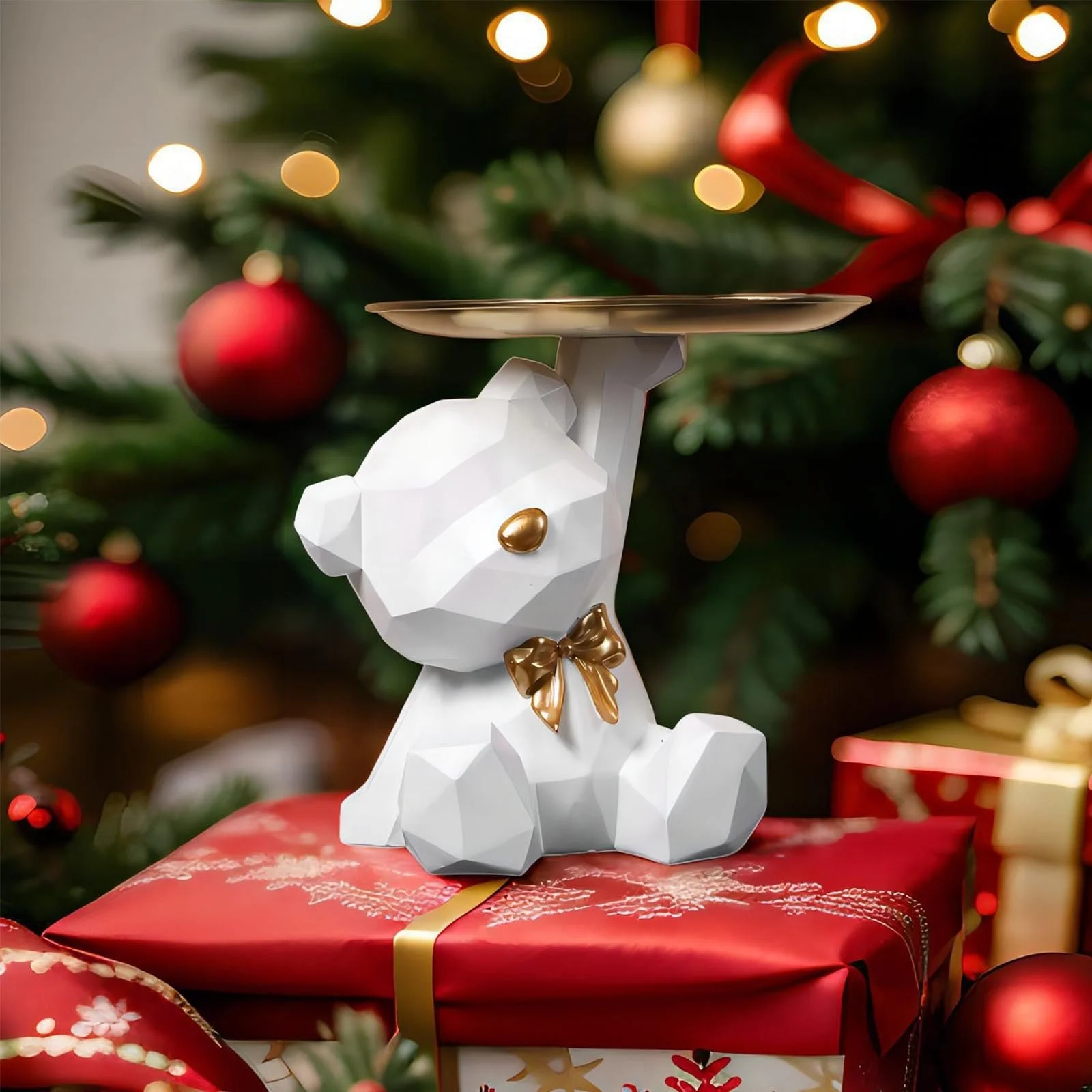 Скульптура с подносом Медведь, Декоративный поднос для гостиной, фото №6