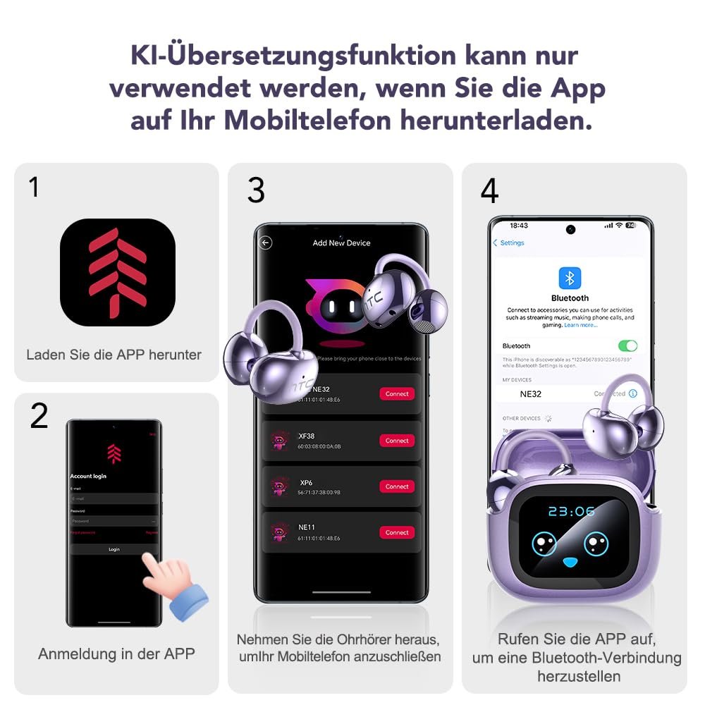 Навушники-перекладачі AI NE32, 3-в-1, 136 мов з додатком, бездротові, фото №9 Навушники-перекладачі AI NE32, 3-в-1, 136 мов з додатком, бездротові, фото №9