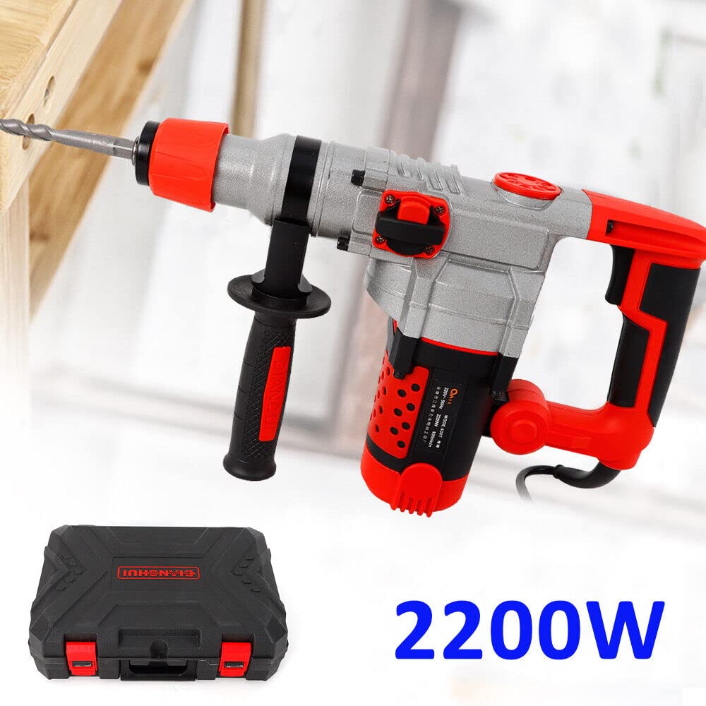 Перфоратор TRIEBAN SDS-Plus 2200 W с 6 типами сверл и красным кейсом, скорость 930 об/мин, фото №4