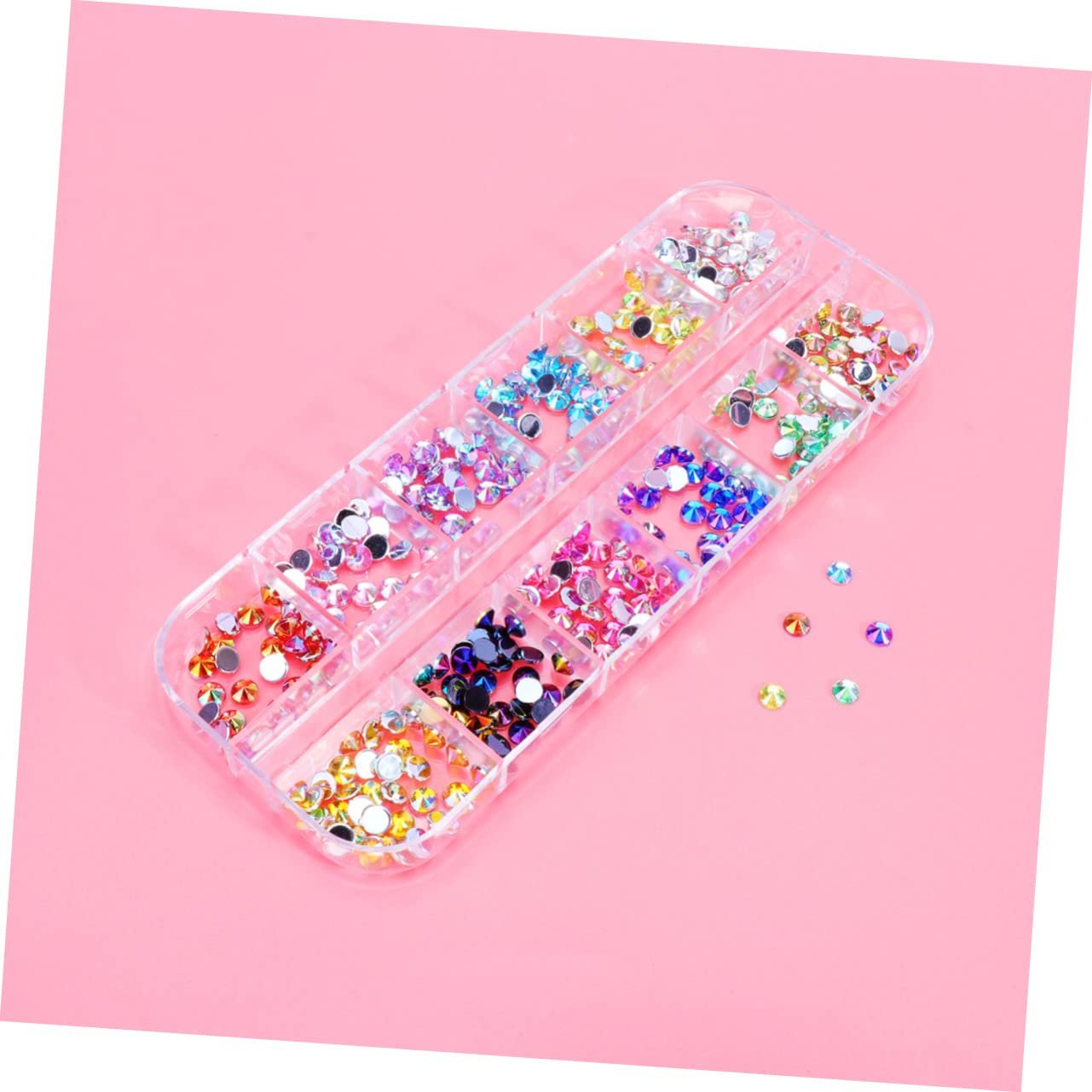 Набор материалов для дизайна ногтей MAGICLULU 12 Квадратная решетка Плоское основание Набор страз для маникюра Пакет градиент Цвет для начинающих и экспертов, фото №4