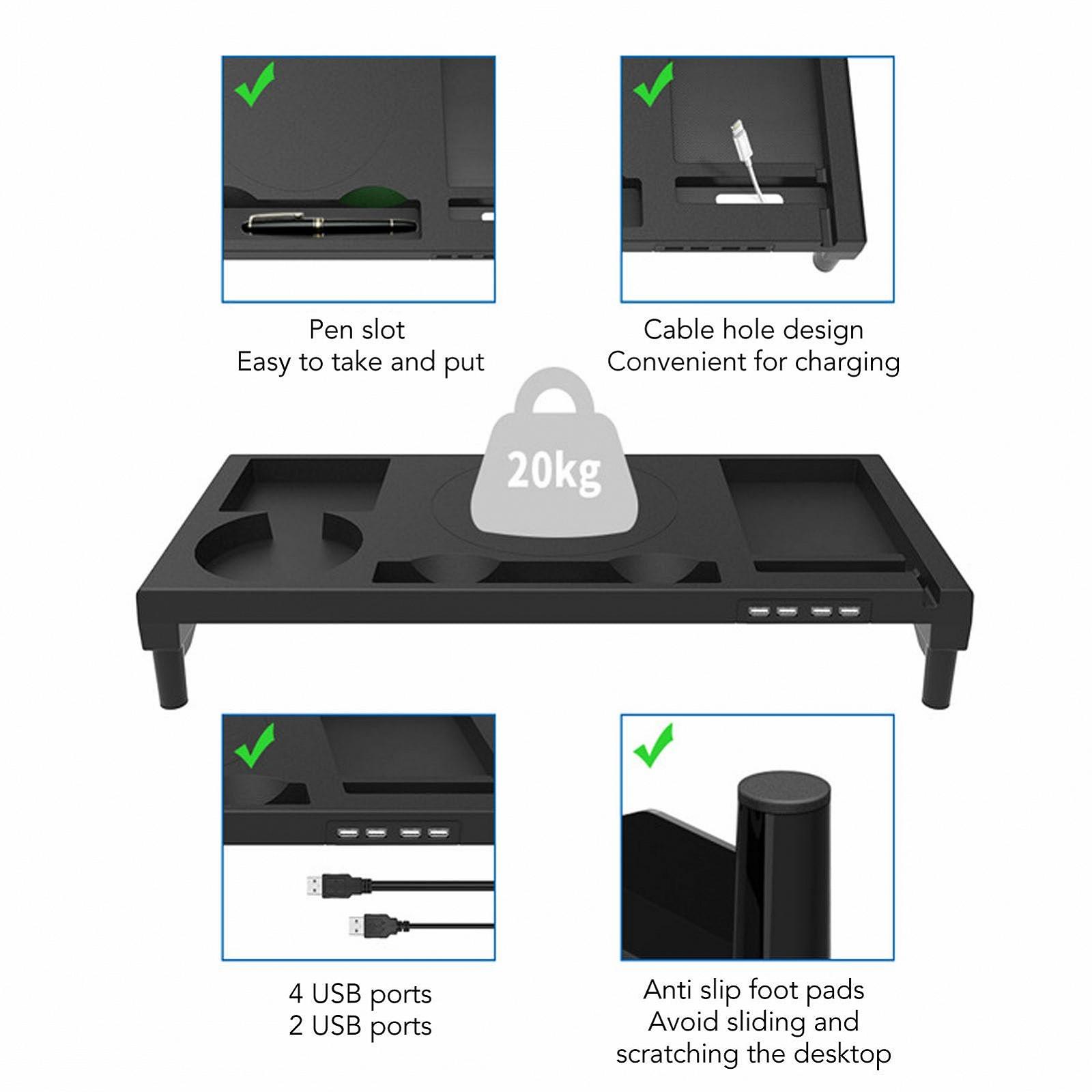 Підставка для комп'ютера Jectse з USB-концентратором, слотом для телефону, ергономічний дизайн для ПК, фото №2