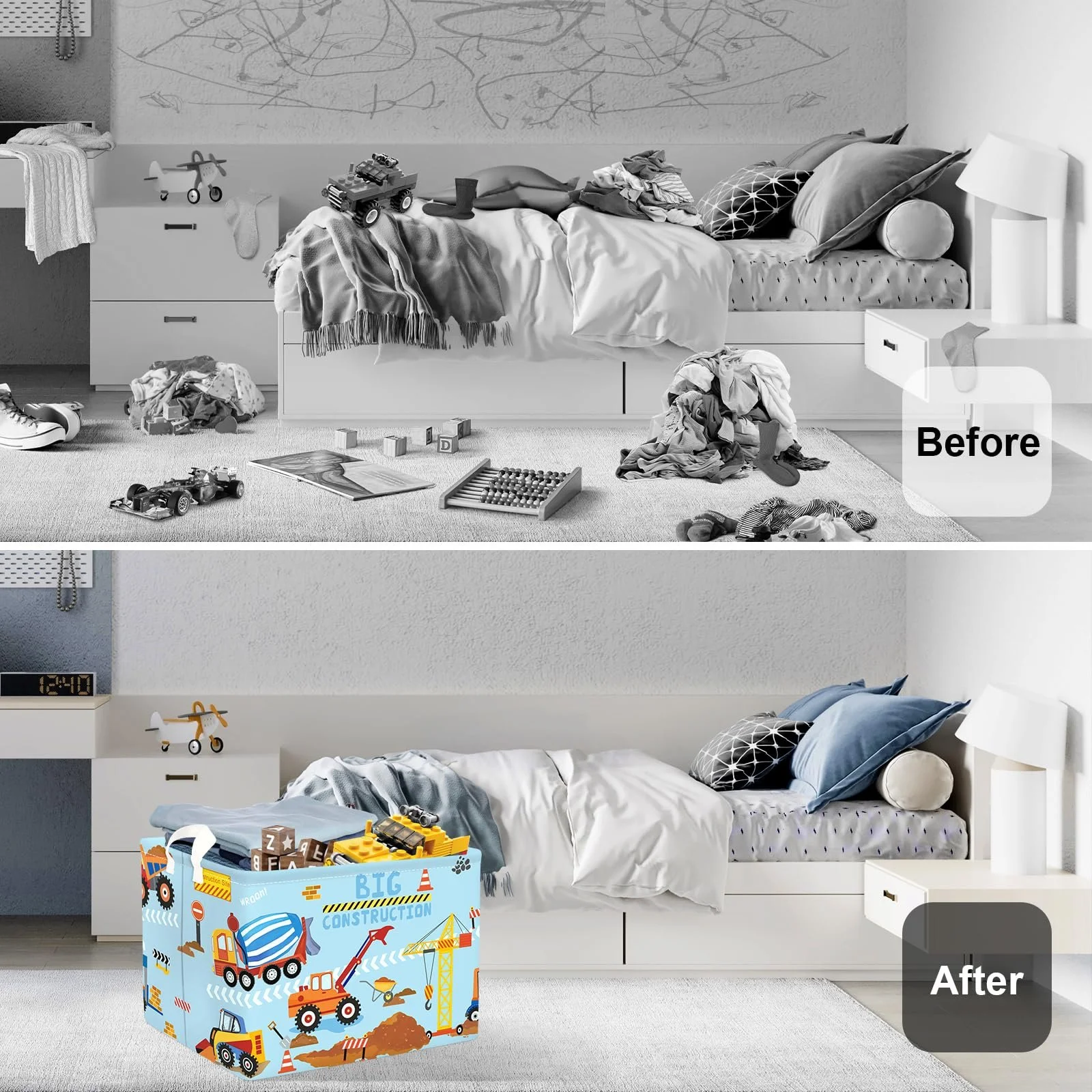 Корзина для игрушек Детская HUUMONSS Строительная техника 36л, фото №2 Корзина для игрушек Детская HUUMONSS Строительная техника 36л, фото №2