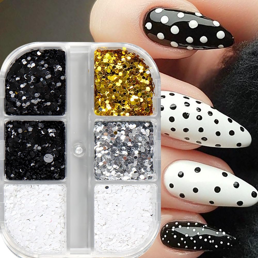 3D блискітки для нігтів Laser Mini Polka Dot, 6 сіток/коробка, фото №8