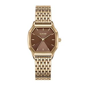 Женские часы BURKER Julia Шестигранный корпус Женские часы Браслет-звеньевой Нержавеющая сталь Аналоговый Кварцевый 3 ATM Водонепроницаемые - 32 мм - Золотой Коричневый - Фото 1