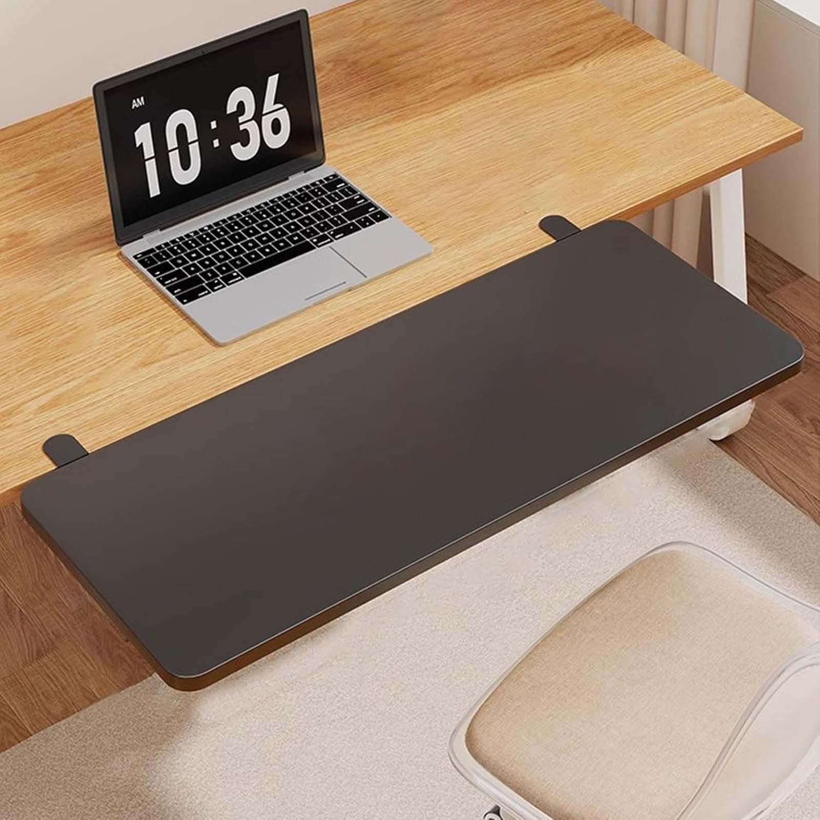 Розширювальна платформа для столу Nizer, ергономічна, без свердління, для ноутбука, вигнута, чорна, 60x20x1.2 см, фото №3 Розширювальна платформа для столу Nizer, ергономічна, без свердління, для ноутбука, вигнута, чорна, 60x20x1.2 см, фото №3