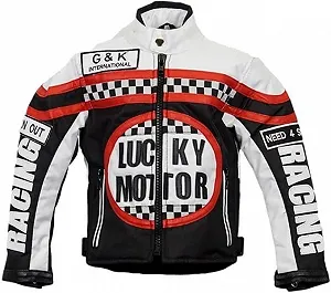 Дитяча байкерська куртка MDM чорно-біла, мотоциклетна - Фото 1