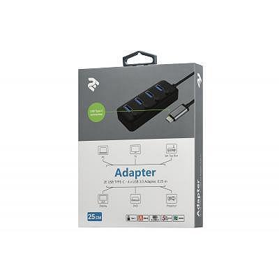 Концентратор 2E Type-C to 4xUSB3.0, with switch, 0.25 м (2E-W1406), фото №3
