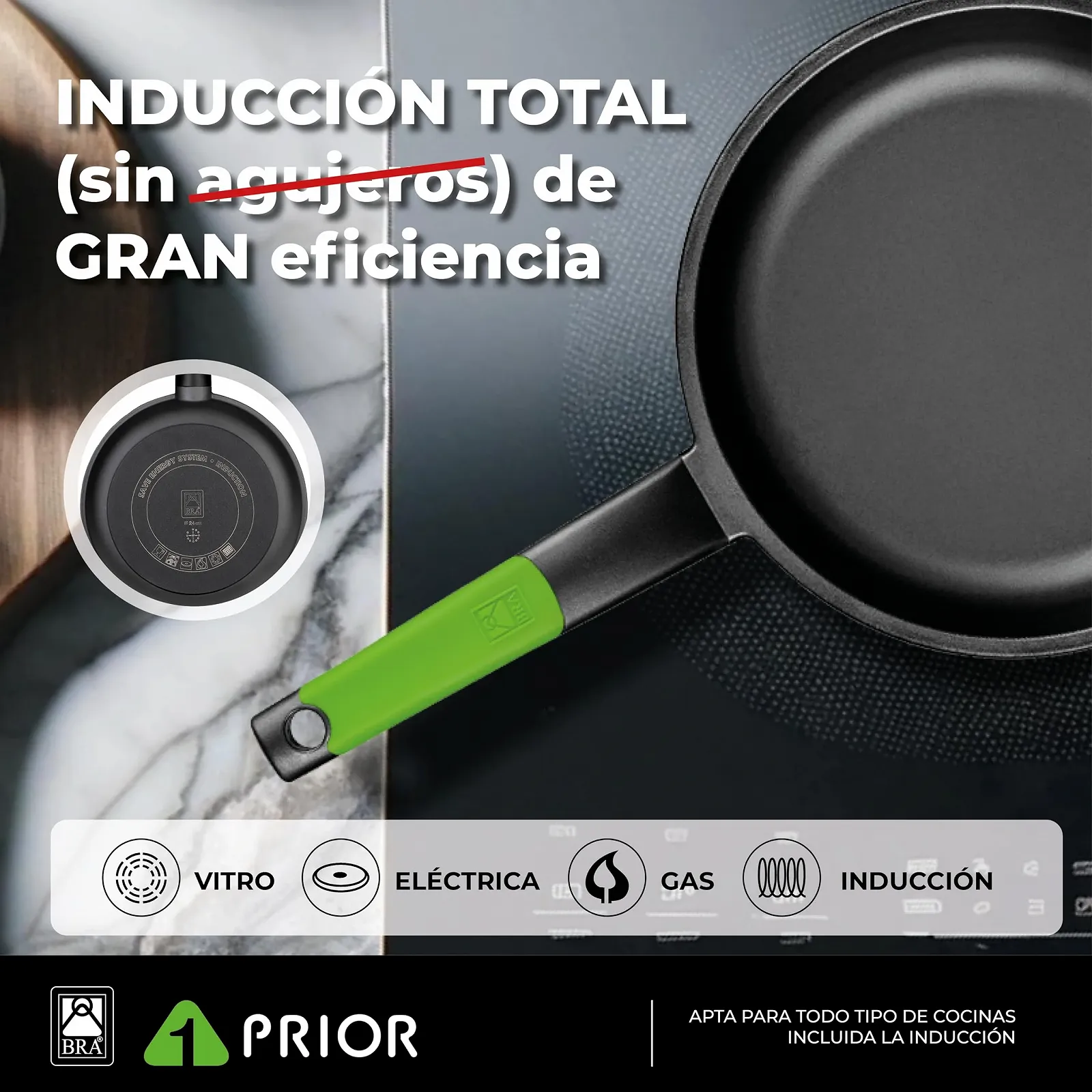 Сковорідка-вок Bra Prior 26 см, чорна, фото №3