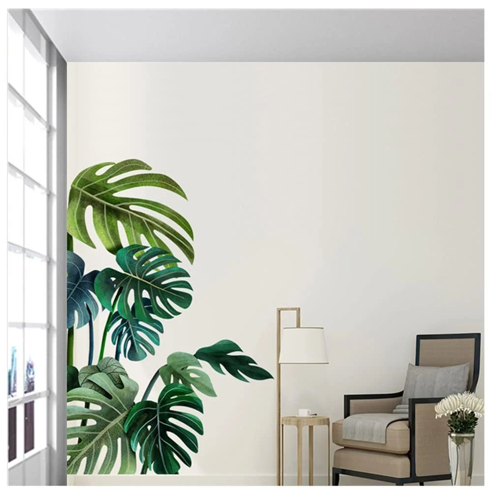 Наклейка на стіну Tropical Green Leaves Plant Turtle Leaf DIY Велика Зелена, фото №3