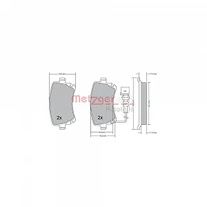 Комплект гальмівних колодок, дискове гальмо METZGER 1170190 VAG Задня вісь - Фото 1