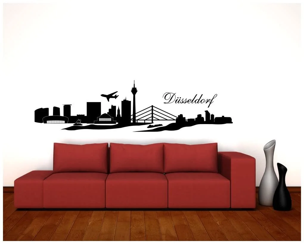 Наклейка на стену Samunshi Düsseldorf Skyline 120 x 31 см Светло-красная, фото №3