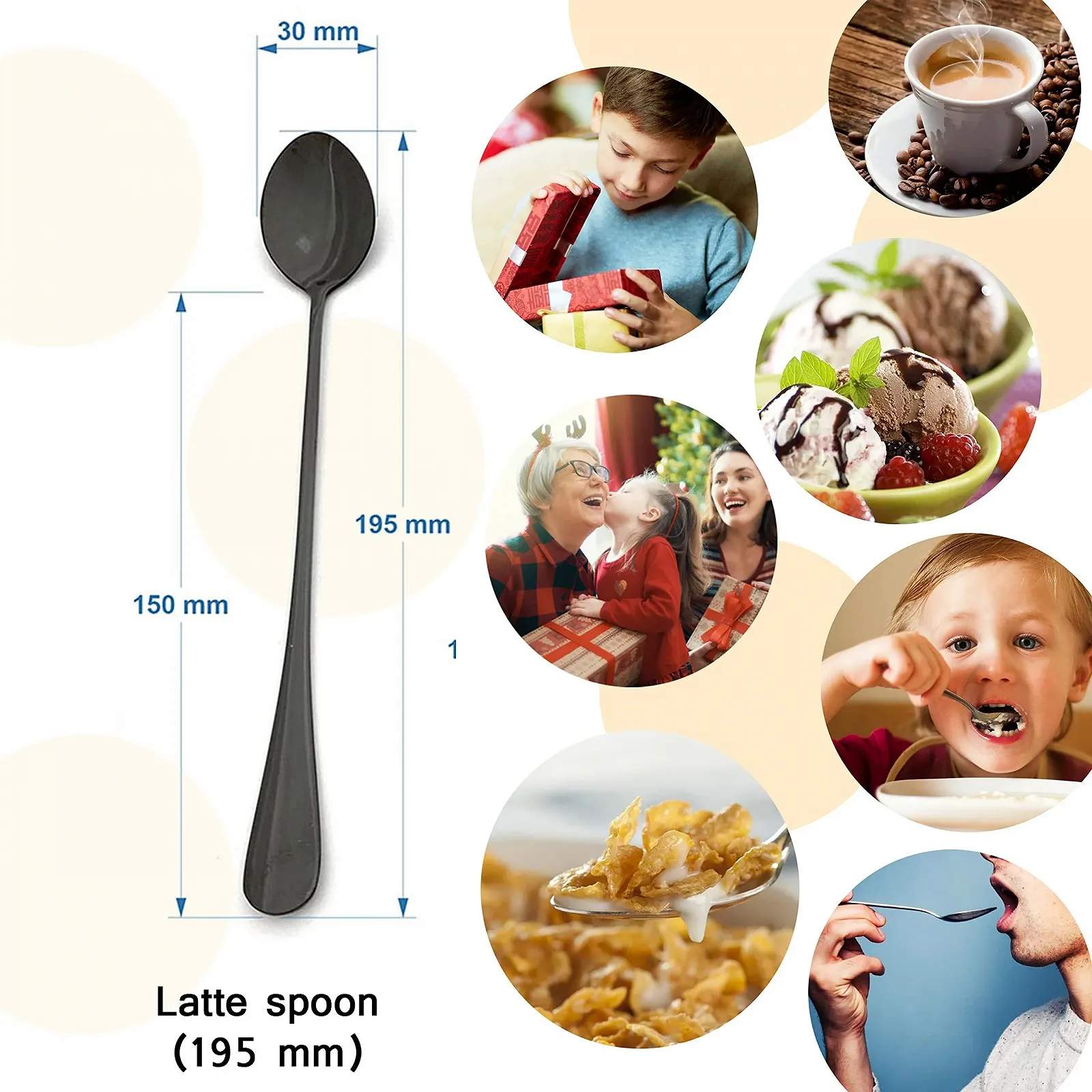 Ложка для кави Чорна ложка з довгою ручкою Модель Чорний, фото №3 Ложка для кави Чорна ложка з довгою ручкою Модель Чорний, фото №3