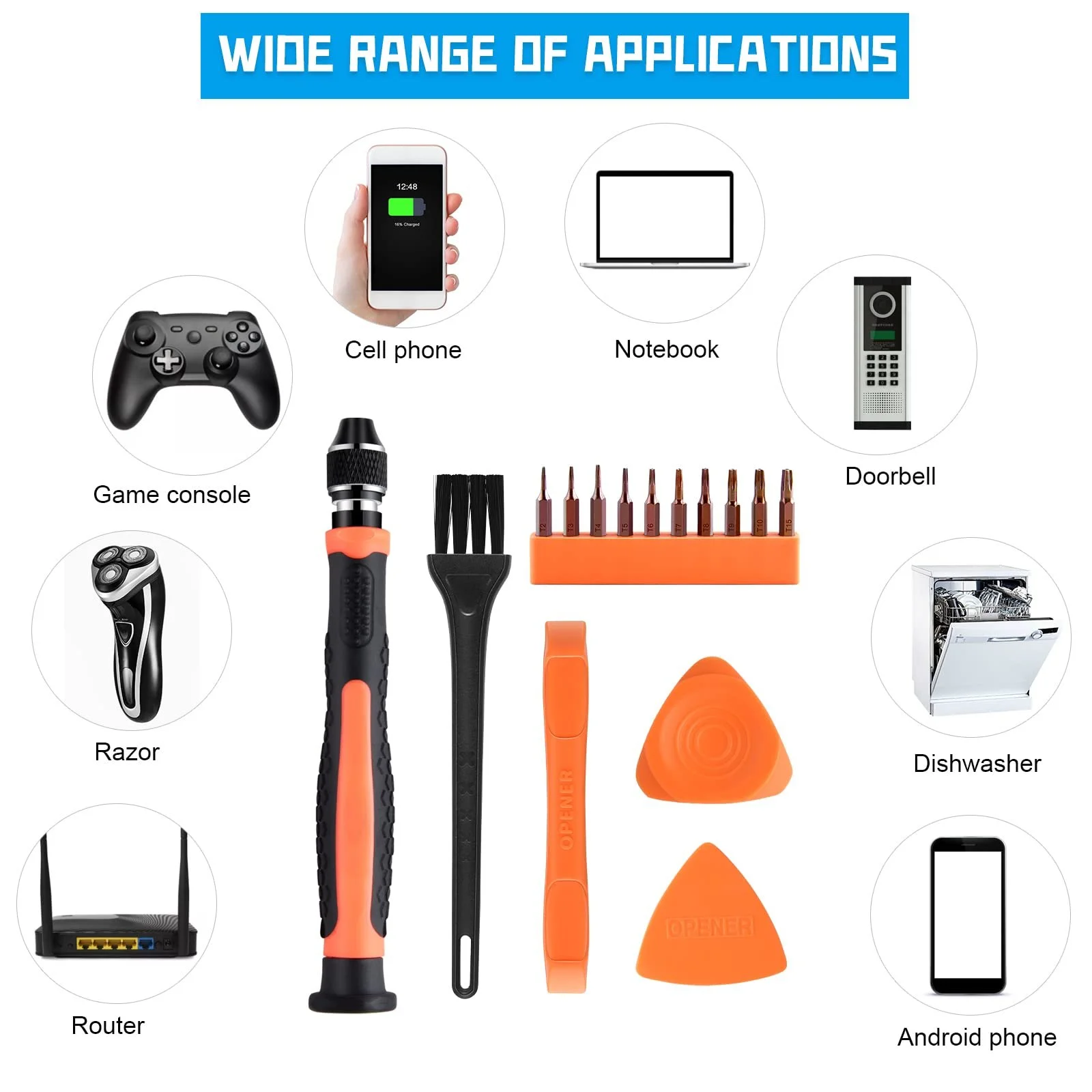 Набір біт Torx ASTARON 10 в 1 T2-T15 з інструментом для відкриття, фото №6