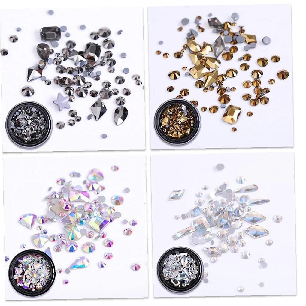 3D Сірий Мікс Розмірів Колір Блискучі Прикраси для Манікюру, фото №5
