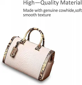 Сумка з верхньою ручкою NICOLE & DORIS, шкіряна, вінтажна, з натуральної шкіри, з крокодиловим візерунком, бежева synthetic.ua - Фото 1