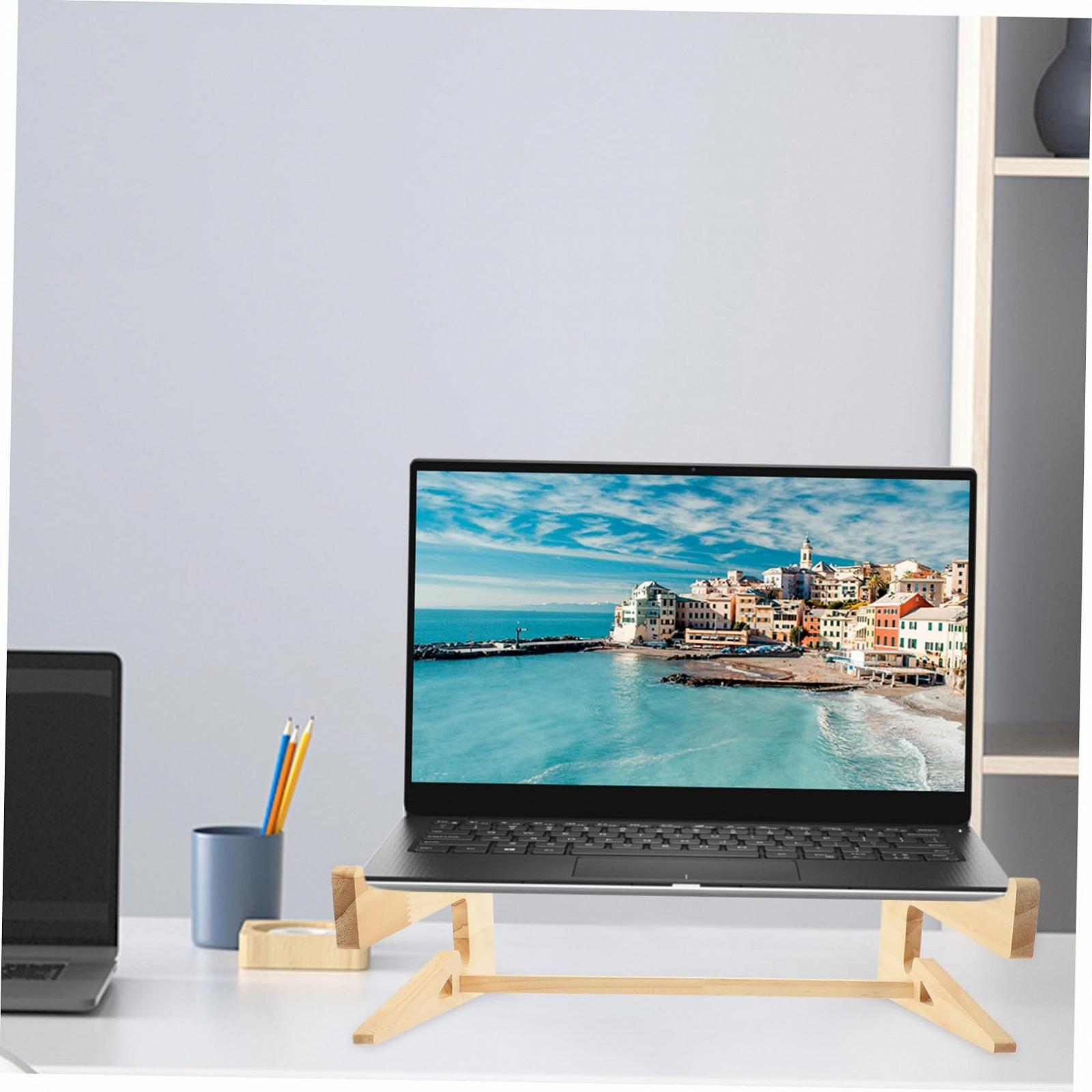 Підставка для ноутбука Деревʼяна Портативний Тримач для ноутбука з організацією кабелів Ергономічний, фото №9