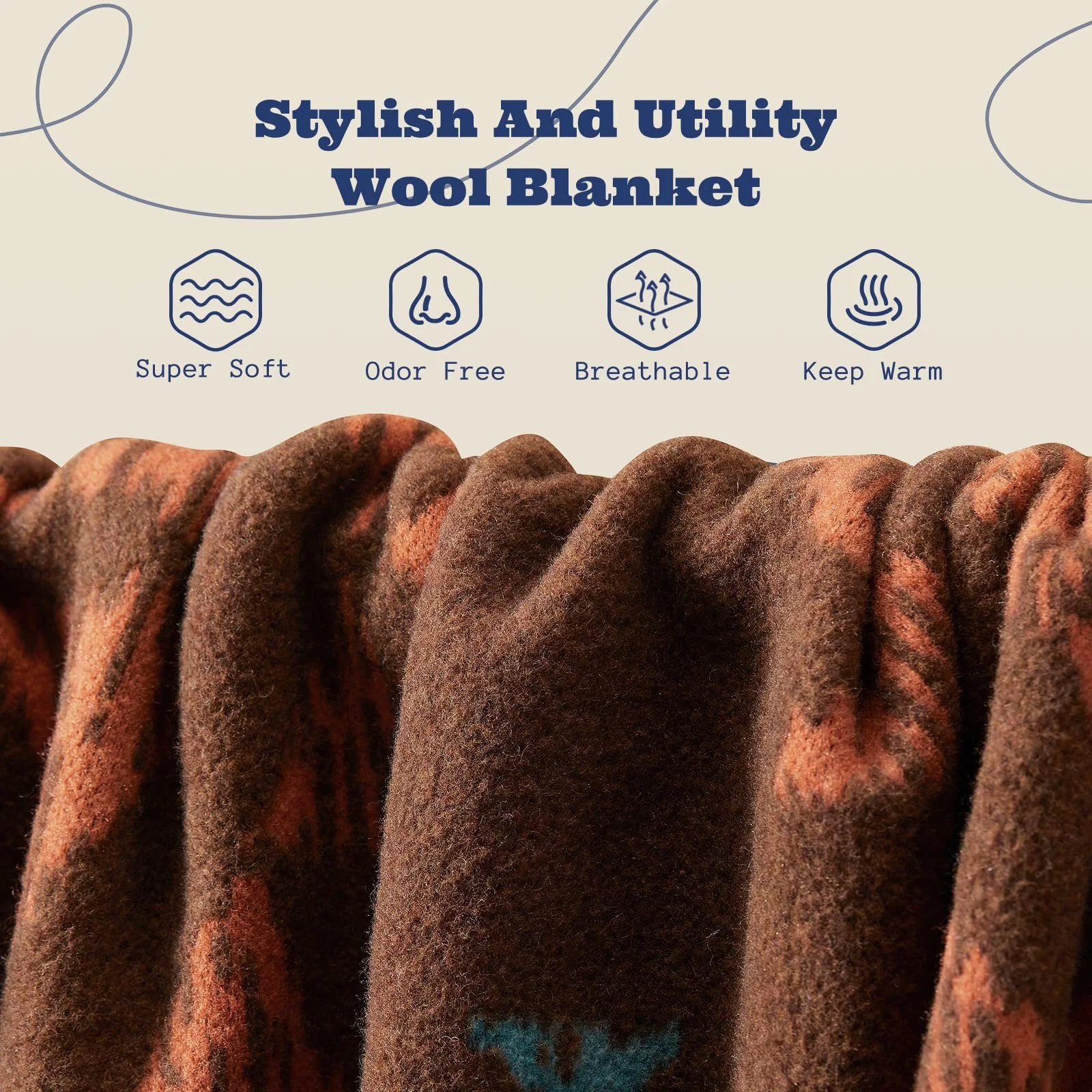 Одеяло Merino ACUSHLA 58% Wool, Уютное одеяло, Большое, Супер мягкое одеяло для дивана, Покрывало, Теплое вязаное зимнее одеяло (160 x 200 см, Adelais-Koffee), фото №3