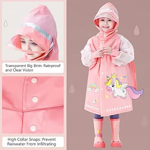 Детское дождевое пончо, детские дождевики для мальчиков и девочек, водонепроницаемые дождевые куртки, милый мультяшный дождевик с чехлом для рюкзака 1-8 лет synthetic.ua - Фото 1