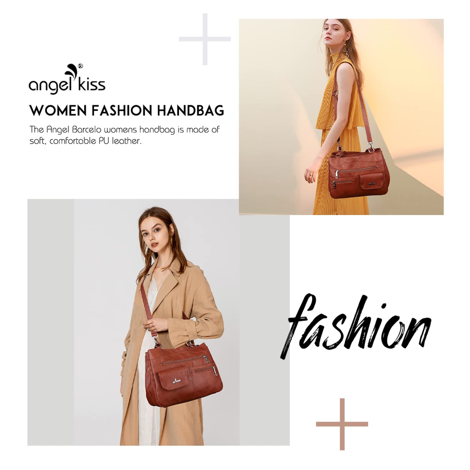 Сумка с верхней ручкой Angel Kiss кожаная, многофункциональная, коричневая, фото №3