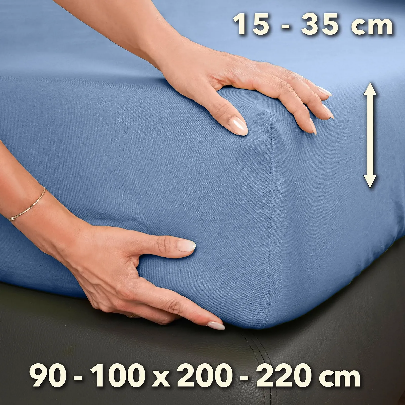 Простирадло на гумці STUDIO Бавовна 90 x 200 см - 100 x 200 см Середній Синій, фото №4 Простирадло на гумці STUDIO Бавовна 90 x 200 см - 100 x 200 см Середній Синій, фото №4