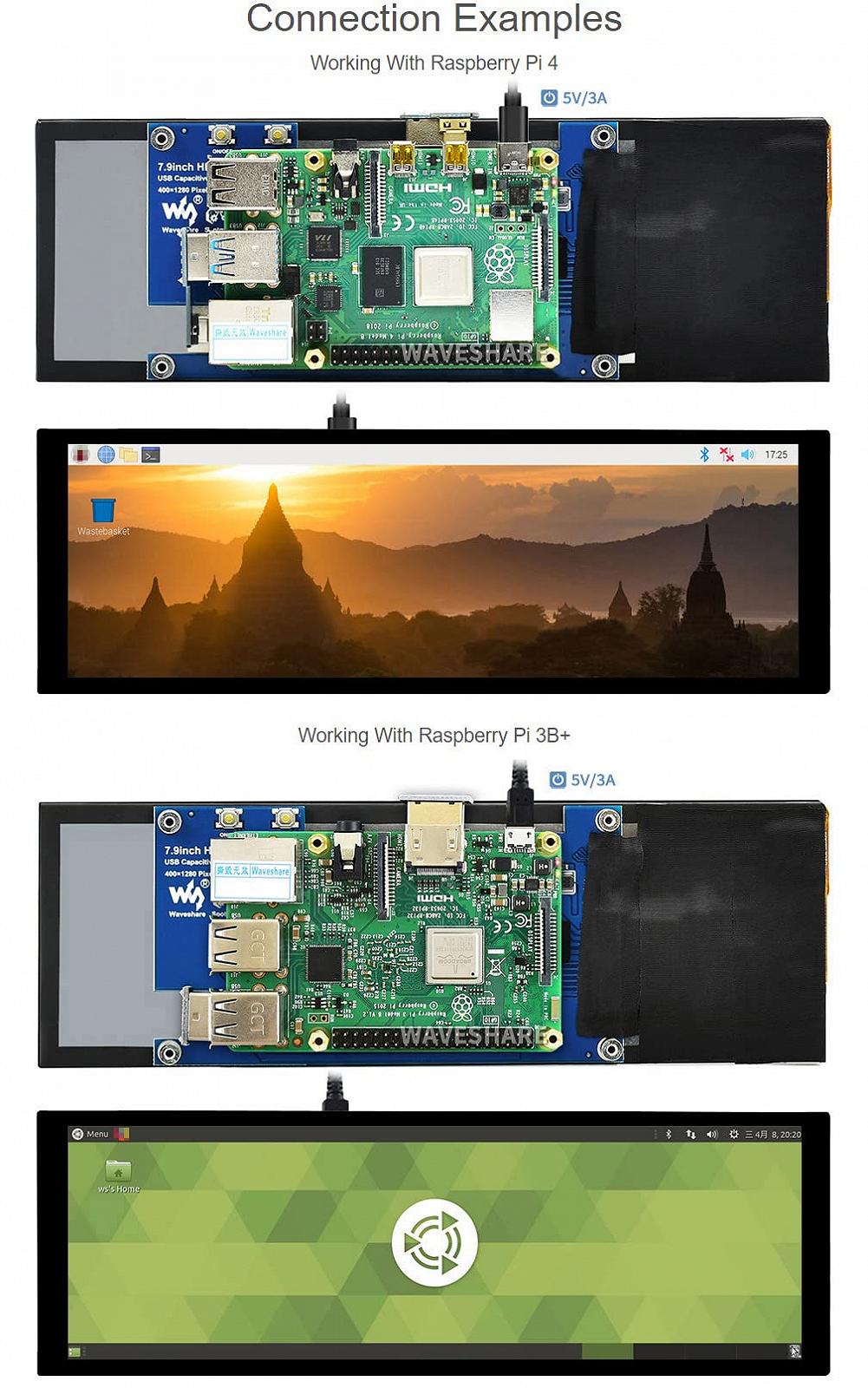 Монитор Waveshare HDMI LCD 7.9 inch IPS 400 x 1280, фото №5