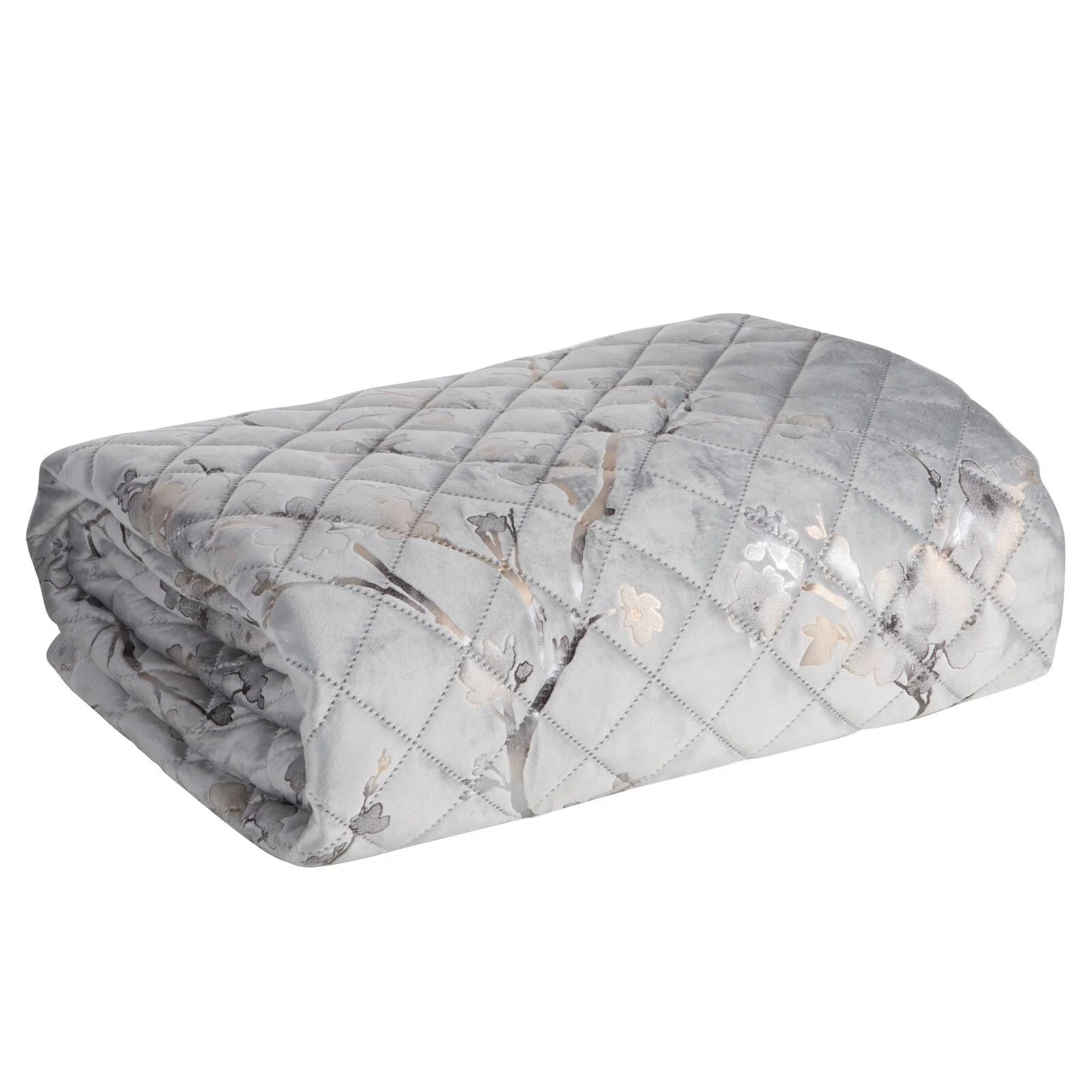 Покрывало Eurofirany Уголок Двуспальная Кровать Бархат Велюр Glamour Декоративное Покрывало на Кровать Кремовый Черный Серебряный (Серебряный, 200 x 220 см), фото №5