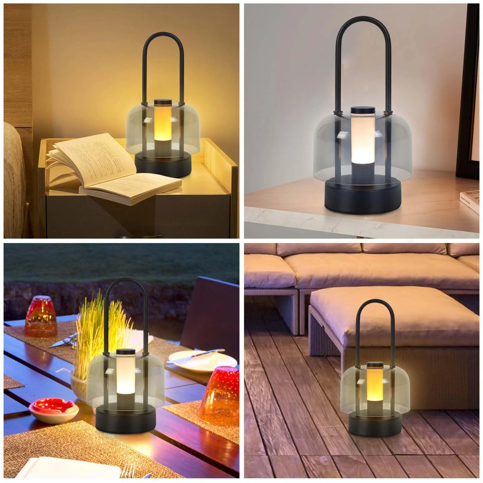 Настільна лампа LED бездротова на акумуляторі сенсорна димована USB Чорна, фото №7