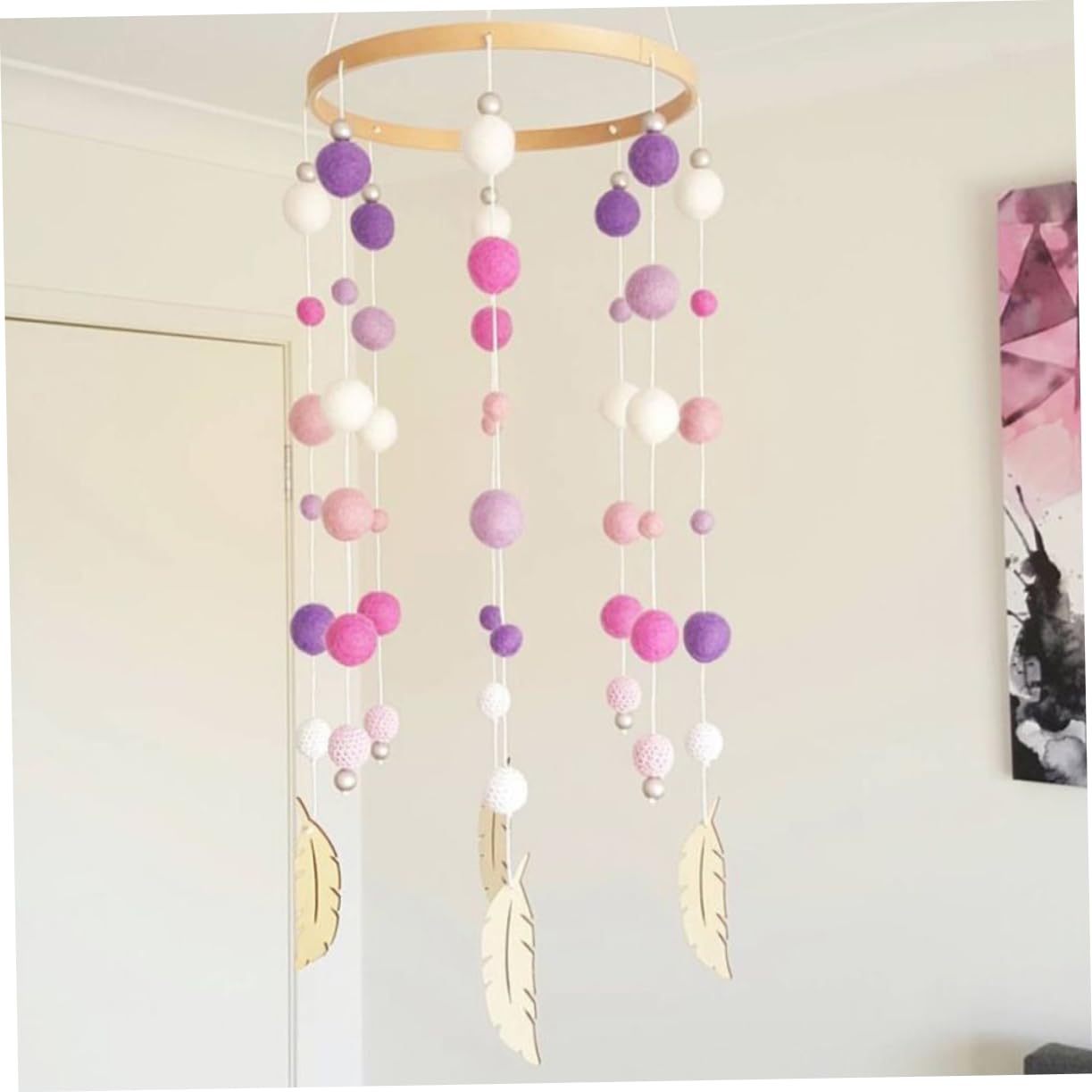 Карусель на ліжечко SHOWERORO String Hair Ball Handmade Wall Decoration Wind Chime Bed Bell Дитяче Ліжечко, фото №6
