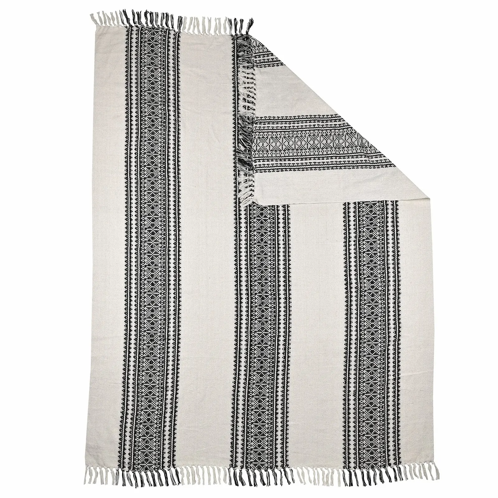 Покривало EGLO LIVING Longlac Бавовна, кремовий та чорний, 130 x 170 см, фото №2