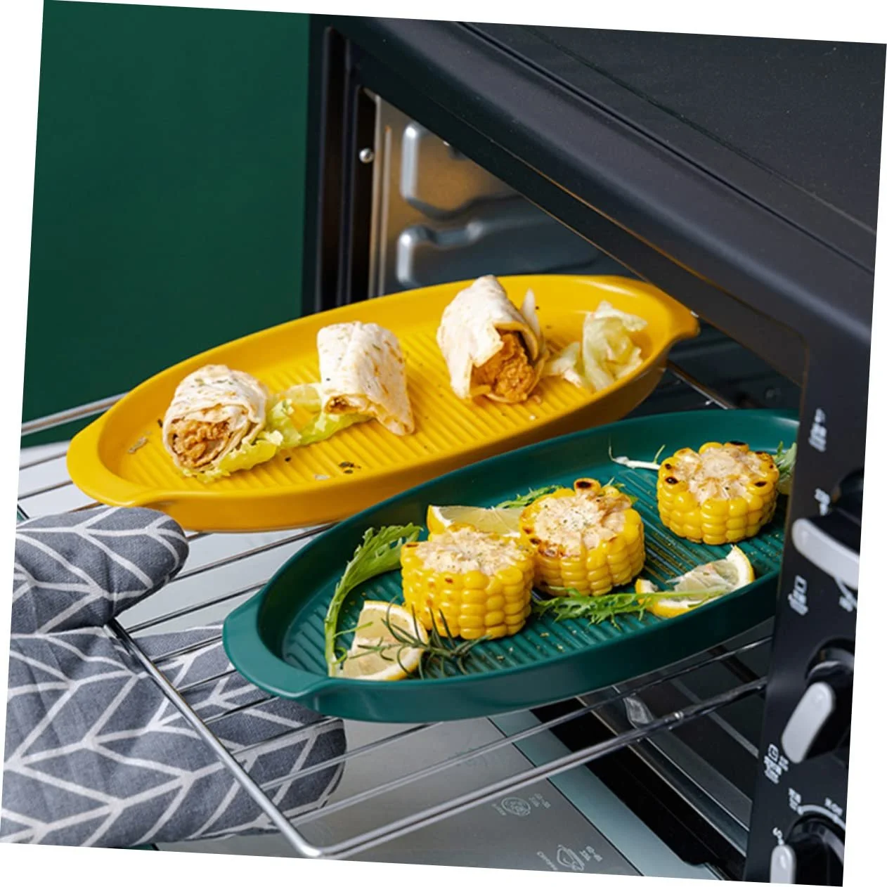 Блюдо для запікання GALPADA керамічне овальне з ручками для суші та сервірування, фото №3