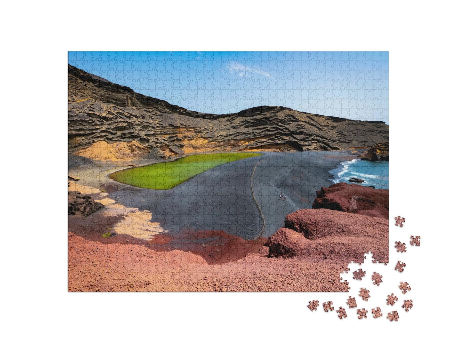 Пазл puzzleYOU Jigsaw Puzzle Collection Lanzarote Green Lake Charco de Los Clicos in EL Golfo, Lanzarote 1000 элементов, фото №2