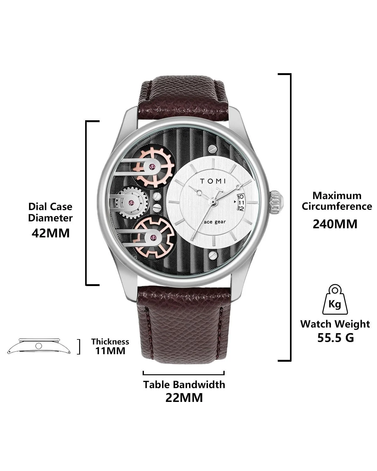 Чоловічий Годинник CIVO Аналоговий Шкіряний Ремінець Кварцовий, фото №7