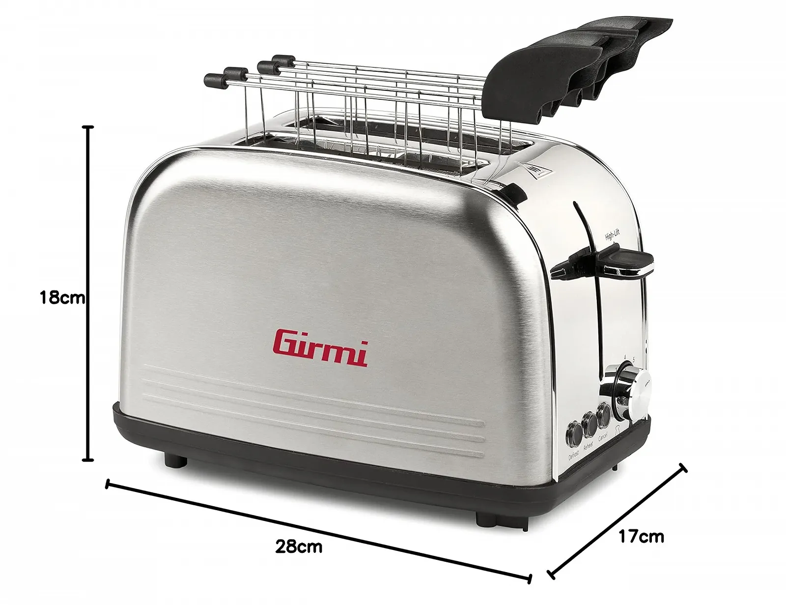 Тостер Girmi TP57 800 Вт Корпус из нержавеющей стали и щипцы Большие слоты Таймер 8 уровней приготовления Автоматическое выключение Сборник для крошек, фото №6