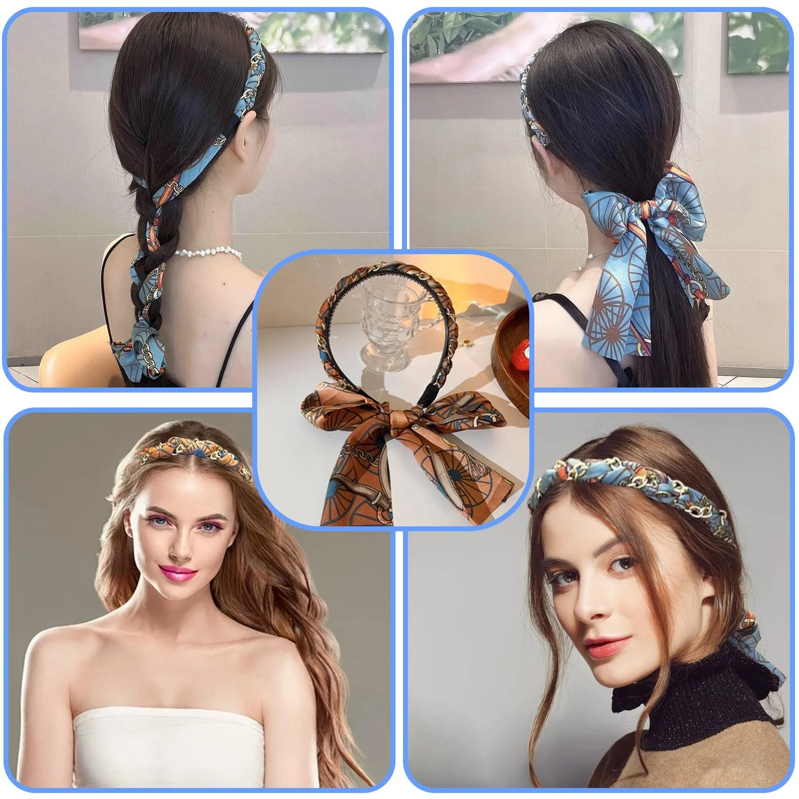 Набір з 2 жіночих пов'язок для волосся з довгими стрічками, фото №5