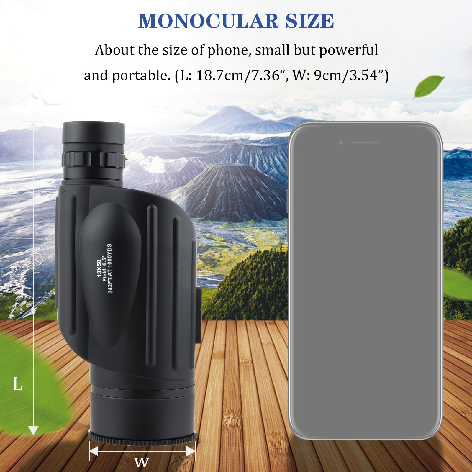 Монокуляр ToopMount 13x50 Монокуляр Компактний BAK4 FMC Багатошарова Оптика для Спостереження за Птахами Кемпінг Похід, фото №4